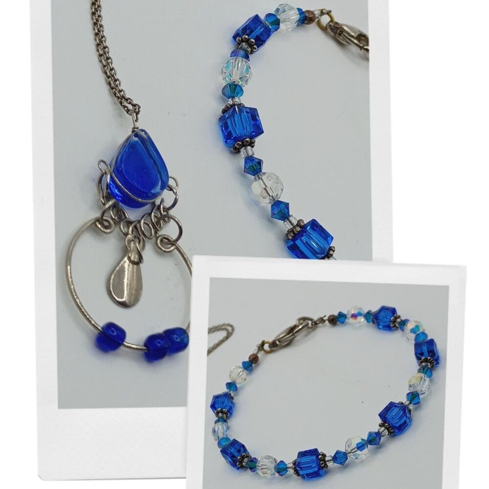 Cobalt Blue Glass & Crystal Jewelry Set